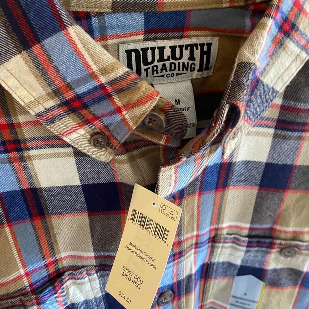 Duluth Trading Co Men's Casual Plaid Shirt - Red, Blue, Beige